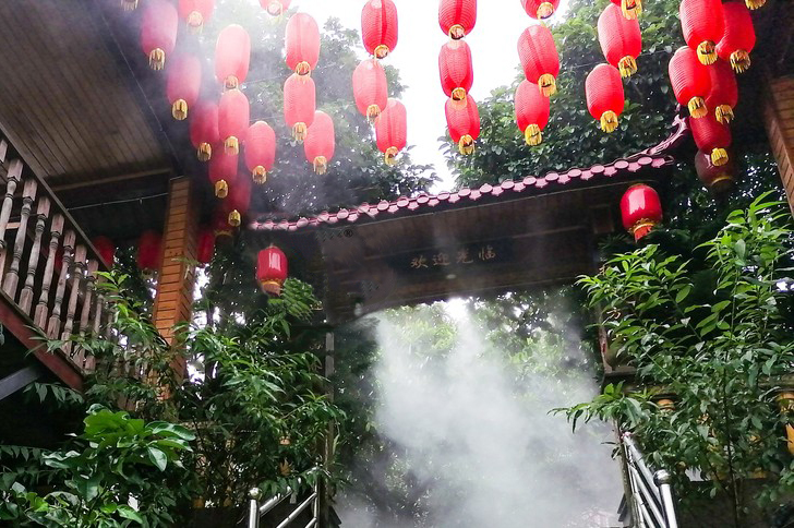 成都龙湾农家乐喷雾造景案例